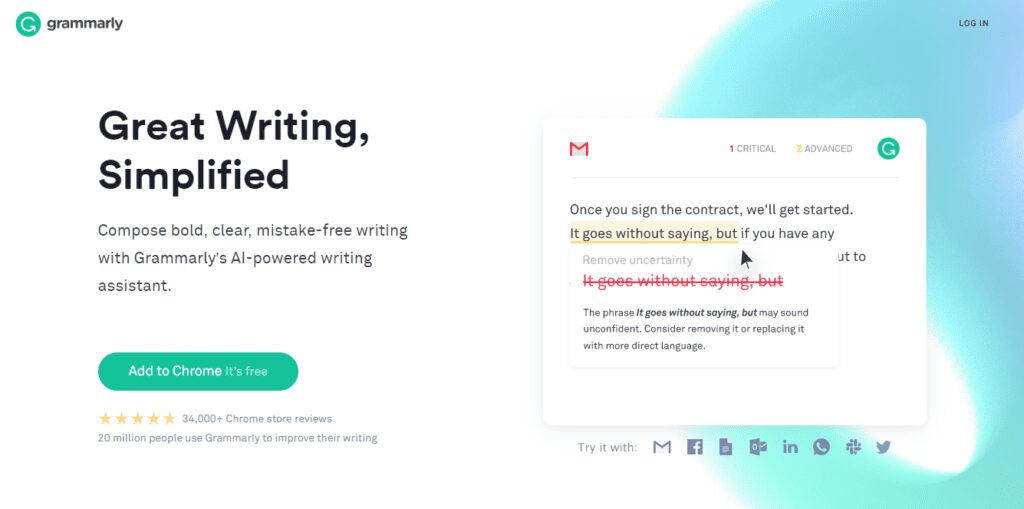 Grammarly Homepage