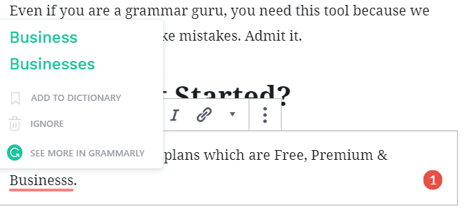 Grammarly in action