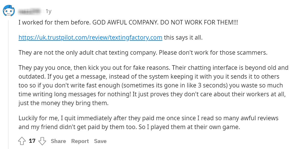 Texting Factory Reddit Reviews