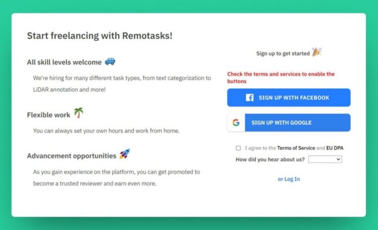 Remotasks Sign Up