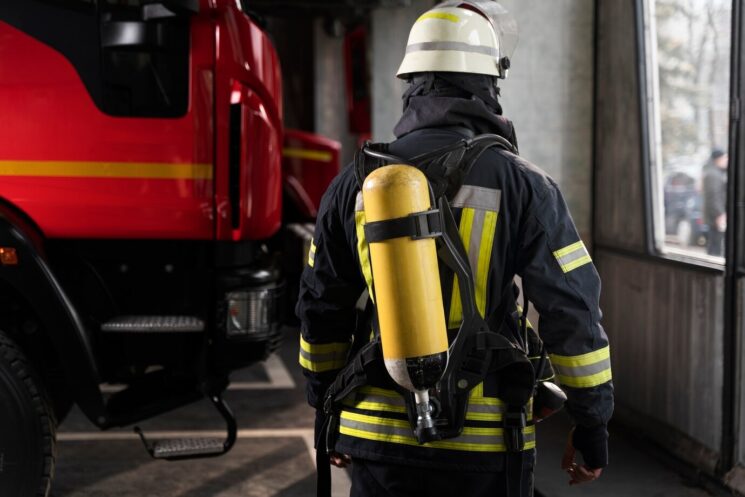 firefighter with equipment