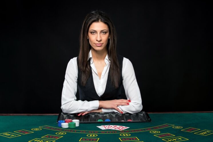 girl dealer on poker tournament